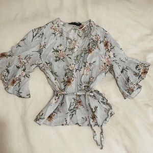 Zara linen wrap top, size M